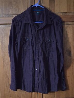 Marc Anthony Men's Size Large Button-Up Shirt in Dark Purple